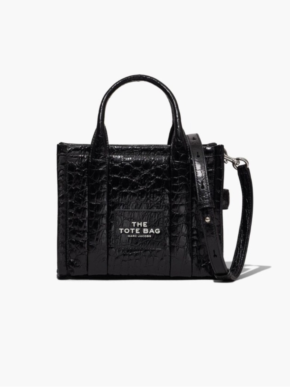 Marc Jacobs Black Croc-Embossed Top Handle Tote